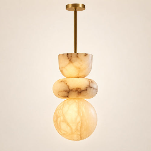 Alverra Alabaster Pendant Light on a warm neutral background
