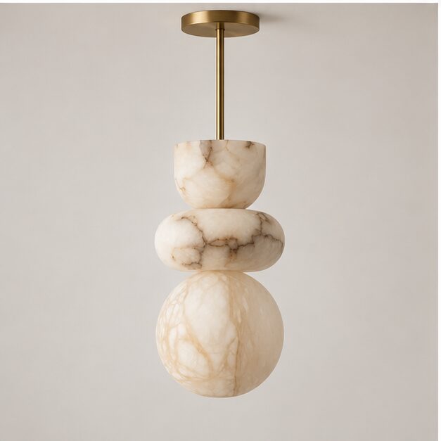 Alverra alabaster pendant in daylight, switched off