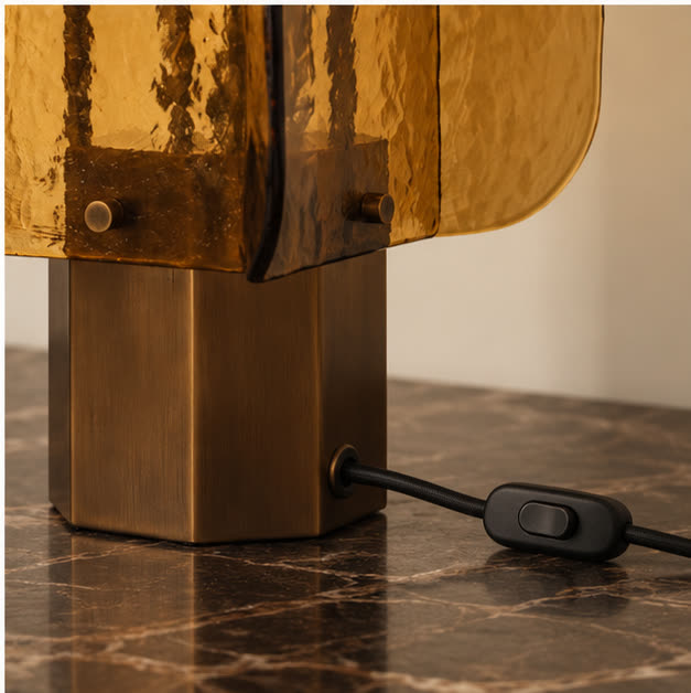 Cord and switch control at the bronze base