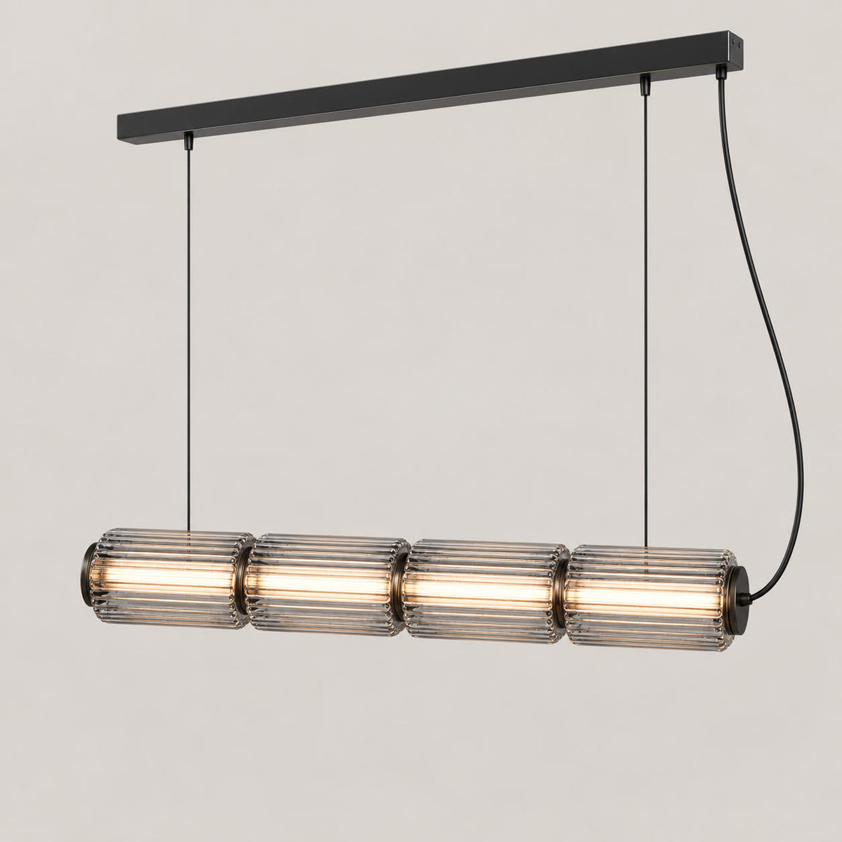 Astra Linear Glass Pendant Light in smoke grey