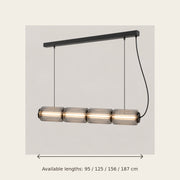 Astra pendant available lengths: 95, 125, 156 and 187 centimetres