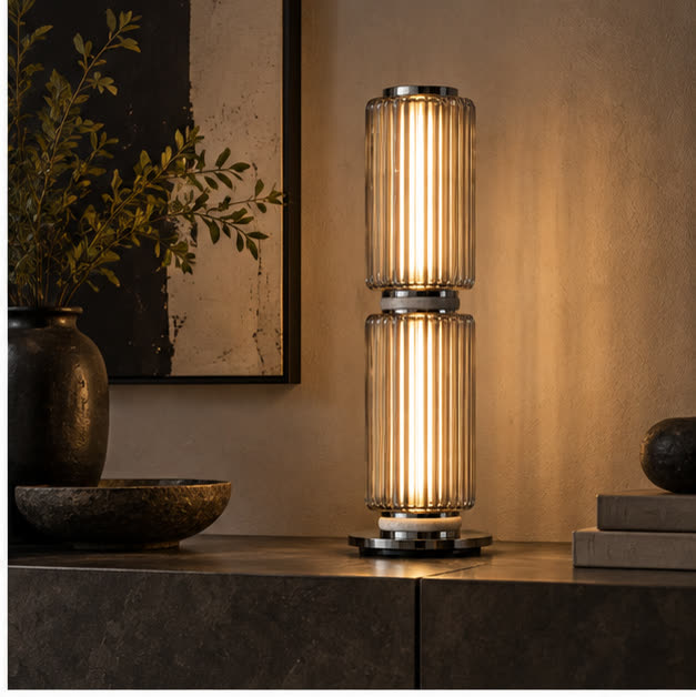 Medium Astra table lamp on a living-room console