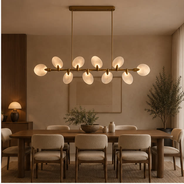 Atelier Velmora chandelier above a dining table