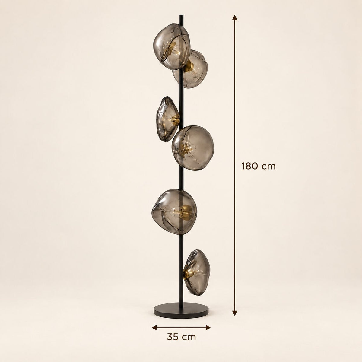 Auralis Glass Floor Lamp dimensions: 180 centimetres high and 35 centimetres wide