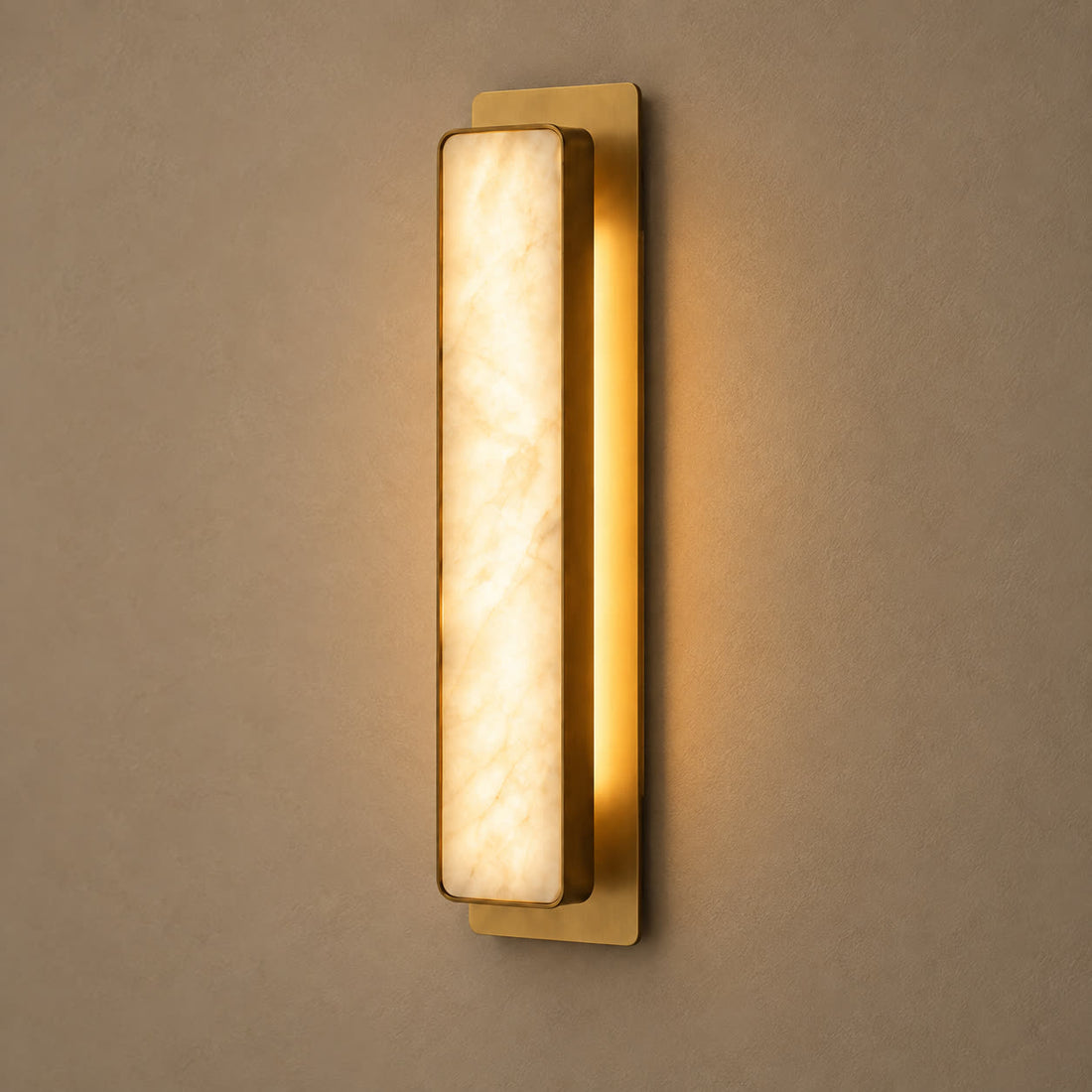 Auralis natural marble and brushed-brass wall light