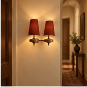 Auralis dual red fabric wall lamp in a hallway