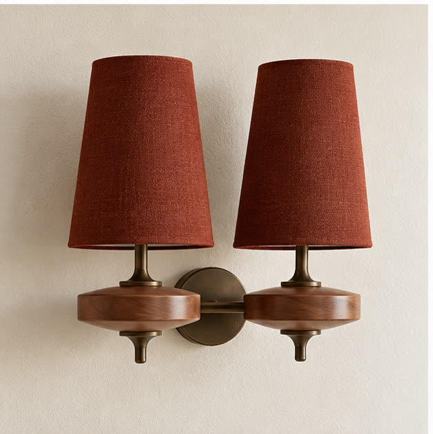 Auralis dual red wall lamp in daylight, switched off