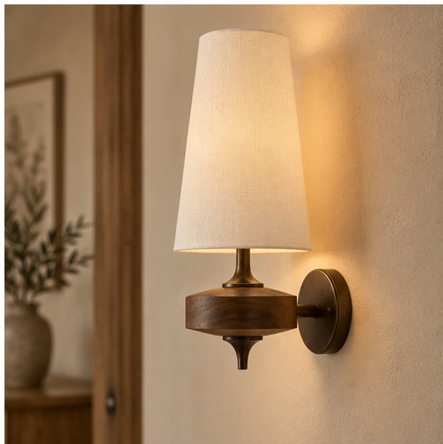 Side view of the Auralis fabric wall light