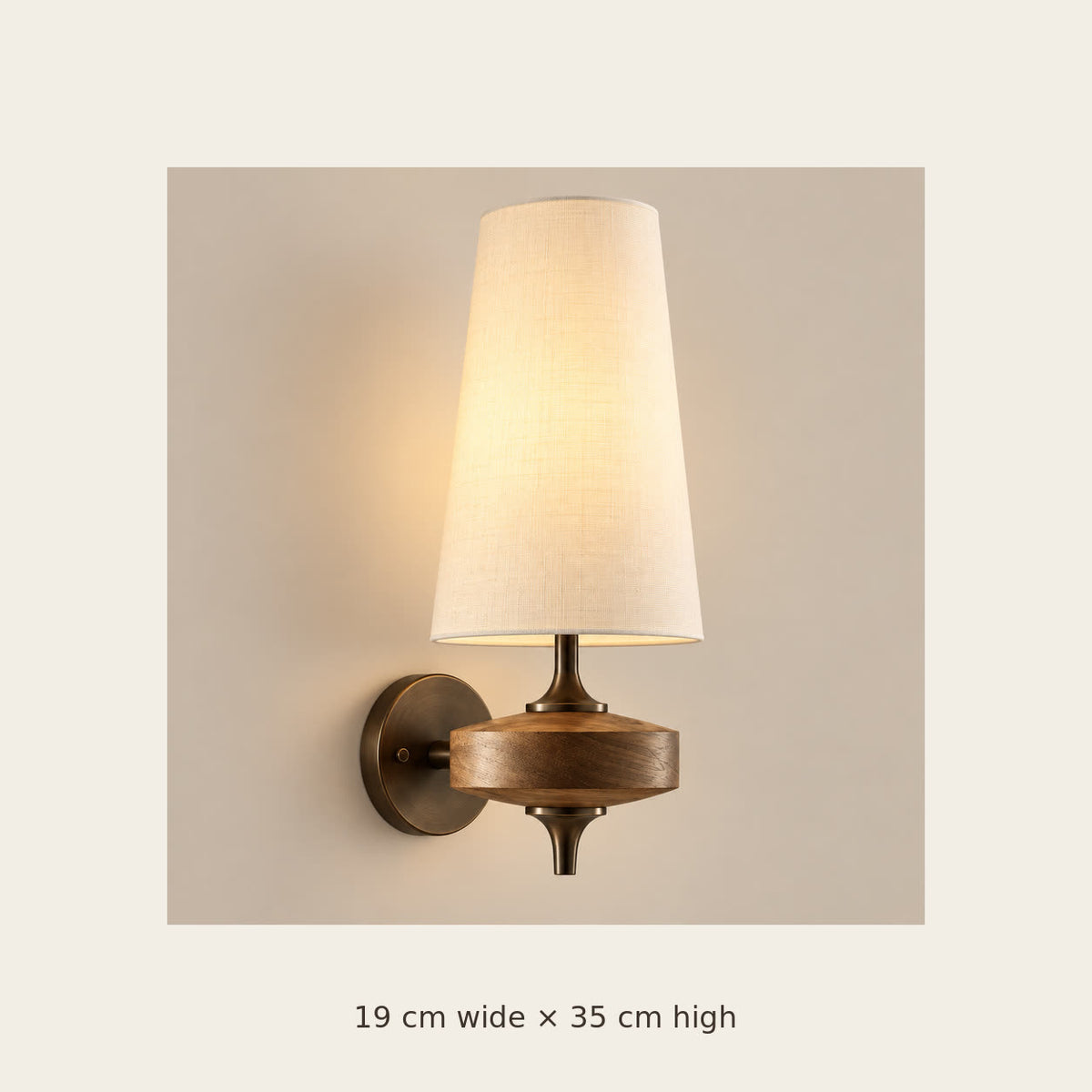 Auralis Single White Fabric Wall Light dimensions: 19 by 35 centimetres
