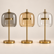 Aurelia table lamp in Smoke Grey, Amber and Transparent glass finishes