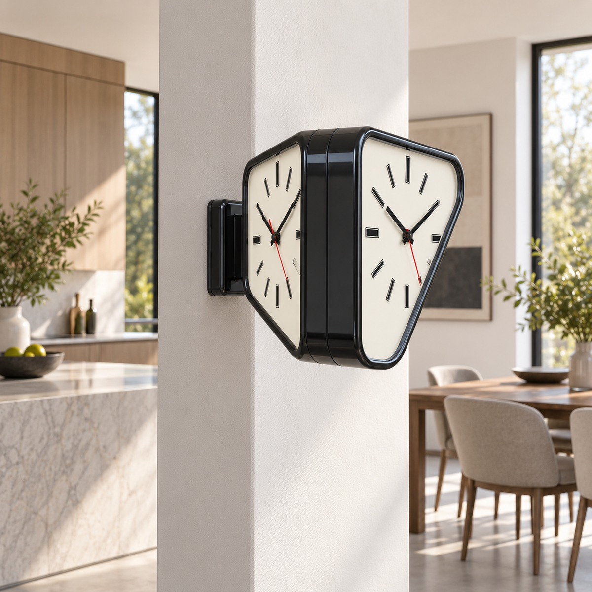 Black Aurelian clock showing its two back-to-back faces