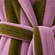 Close detail of the woven cotton terry and stripe texture