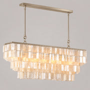 Capri linear natural shell chandelier on a warm neutral background