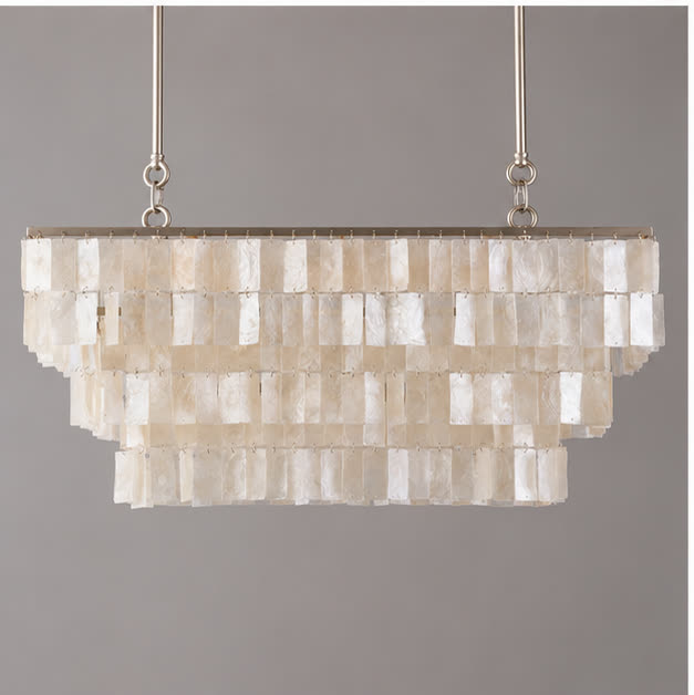 Capri linear shell chandelier in daylight, switched off