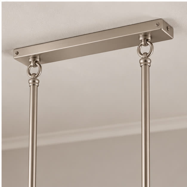 Suspension rods and linear ceiling canopy detail