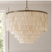 Capri shell chandelier in daylight, switched off