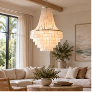 Capri tiered chandelier in a serene living room