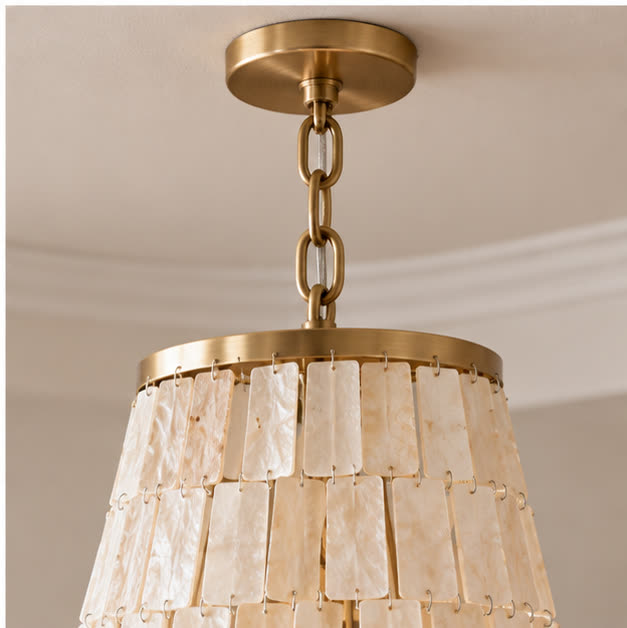Adjustable chain and ceiling canopy detail
