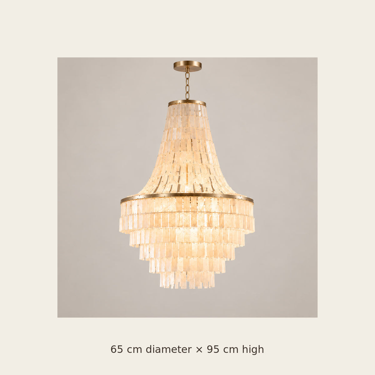 Capri Tiered Shell Chandelier dimensions: 65 by 95 centimetres