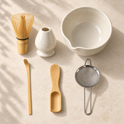 Chado White Set with all six included matcha preparation pieces