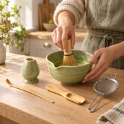 Whisking matcha in the celadon Chado spouted bowl