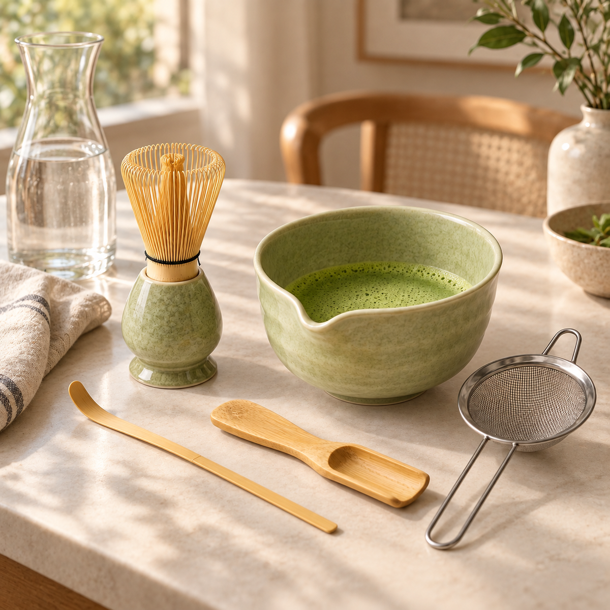 Chado Green Set arranged for a morning matcha ritual