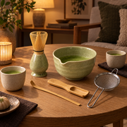 Chado Green Set in an evening matcha serving scene