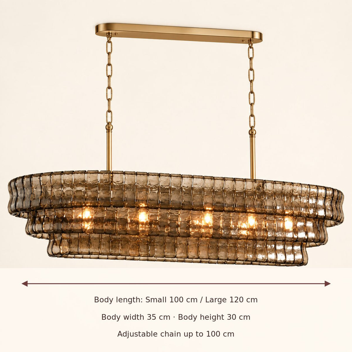 Étoile chandelier dimensions and adjustable chain