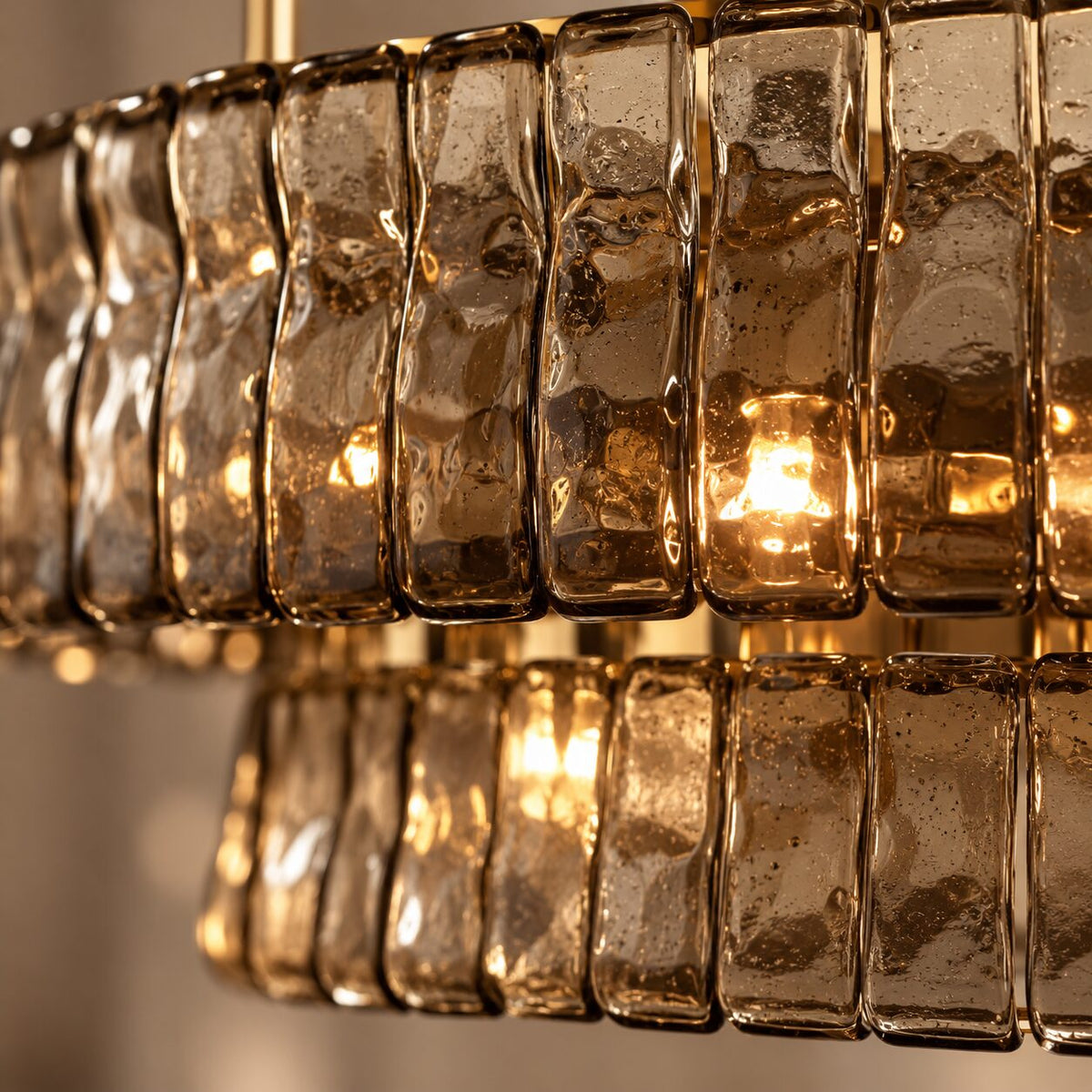 Close detail of Étoile rippled grey glass
