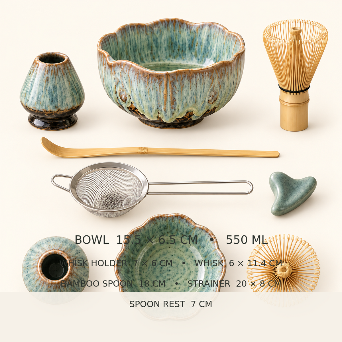 HanaKyo Matcha Set dimensions and capacity guide