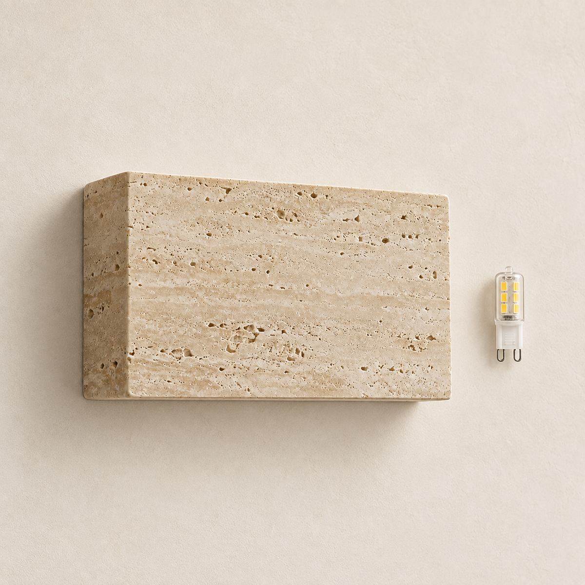Lumo travertine wall light and included G9 LED bulb