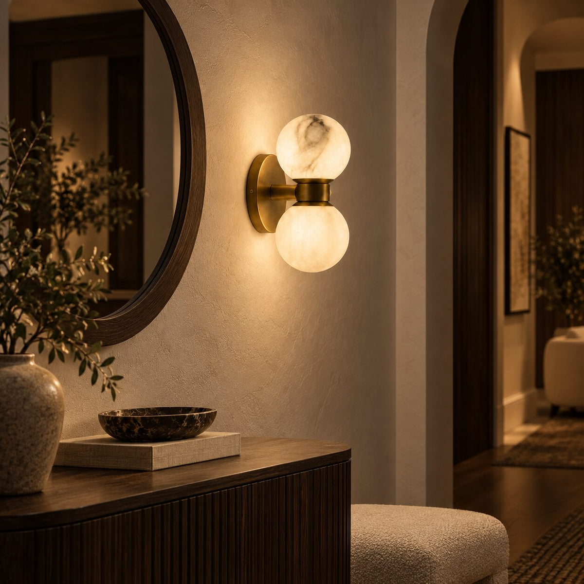 Lunara wall lamp in a refined entrance setting