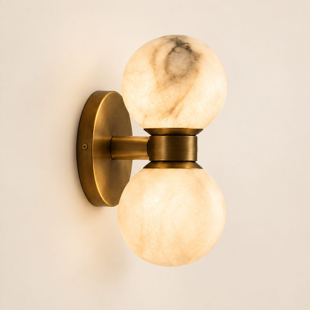 Lunara marble wall lamp front three-quarter product hero
