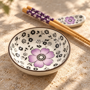 Close detail of the SakuraBloom Purple glazed ceramic dish