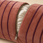 Close detail of the Sovana Rose Plum removable zipped cover
